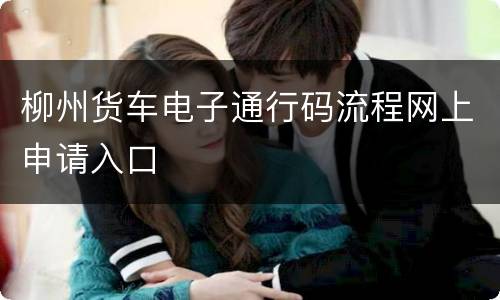柳州货车电子通行码流程网上申请入口