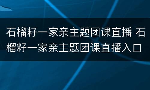 石榴籽一家亲主题团课直播 石榴籽一家亲主题团课直播入口