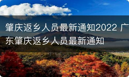 肇庆返乡人员最新通知2022 广东肇庆返乡人员最新通知