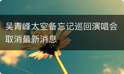吴青峰太空备忘记巡回演唱会取消最新消息