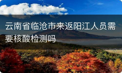 云南省临沧市来返阳江人员需要核酸检测吗