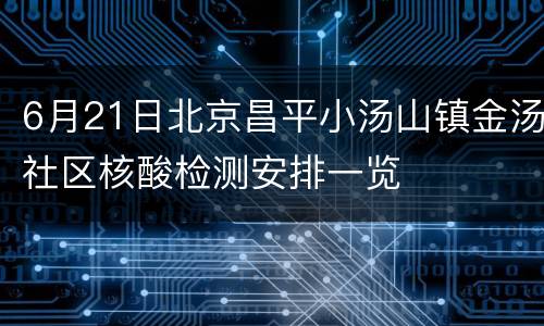 6月21日北京昌平小汤山镇金汤社区核酸检测安排一览