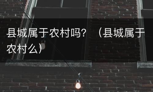 县城属于农村吗？（县城属于农村么）