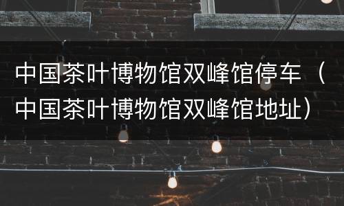 中国茶叶博物馆双峰馆停车（中国茶叶博物馆双峰馆地址）