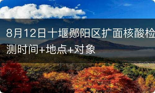 8月12日十堰郧阳区扩面核酸检测时间+地点+对象