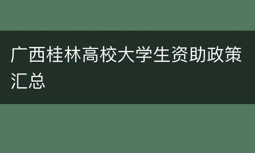 广西桂林高校大学生资助政策汇总