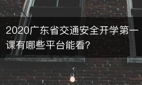 2020广东省交通安全开学第一课有哪些平台能看？