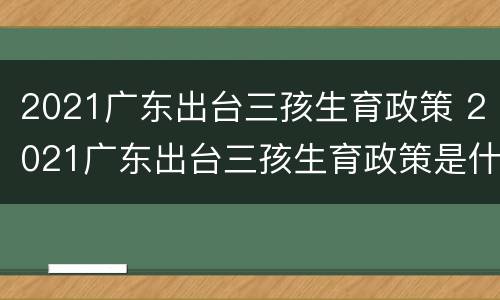 2021广东出台三孩生育政策 2021广东出台三孩生育政策是什么