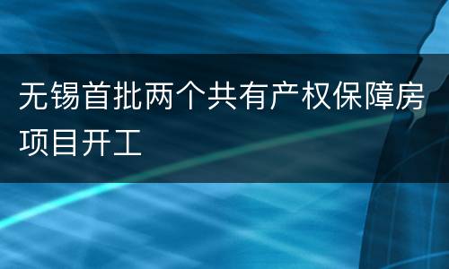 无锡首批两个共有产权保障房项目开工