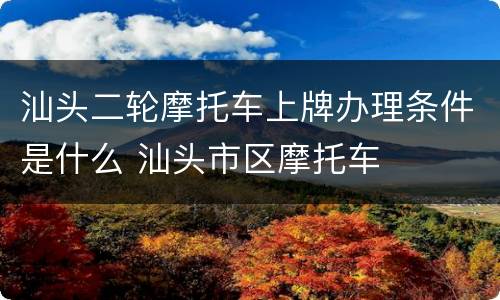 汕头二轮摩托车上牌办理条件是什么 汕头市区摩托车