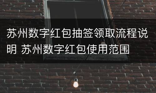 苏州数字红包抽签领取流程说明 苏州数字红包使用范围