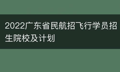2022广东省民航招飞行学员招生院校及计划