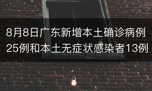 8月8日广东新增本土确诊病例25例和本土无症状感染者13例