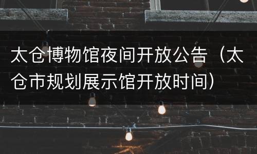 太仓博物馆夜间开放公告（太仓市规划展示馆开放时间）
