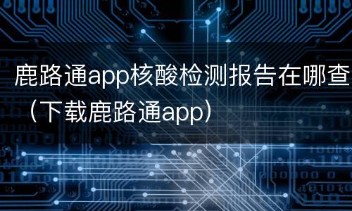 鹿路通app核酸检测报告在哪查（下载鹿路通app）