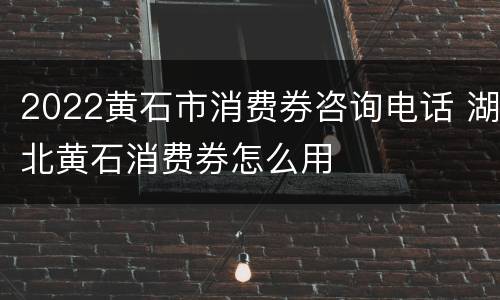 2022黄石市消费券咨询电话 湖北黄石消费券怎么用