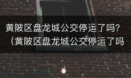 黄陂区盘龙城公交停运了吗？（黄陂区盘龙城公交停运了吗最新）