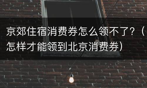 京郊住宿消费券怎么领不了?（怎样才能领到北京消费券）