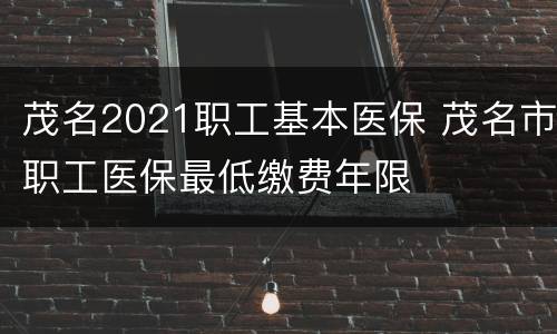 茂名2021职工基本医保 茂名市职工医保最低缴费年限