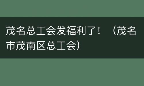 茂名总工会发福利了！（茂名市茂南区总工会）