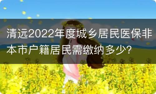 清远2022年度城乡居民医保非本市户籍居民需缴纳多少？