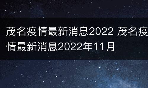 茂名疫情最新消息2022 茂名疫情最新消息2022年11月