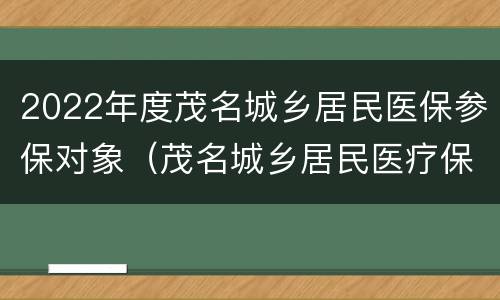 2022年度茂名城乡居民医保参保对象（茂名城乡居民医疗保险）