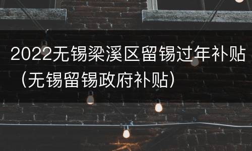 2022无锡梁溪区留锡过年补贴（无锡留锡政府补贴）