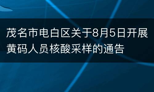茂名市电白区关于8月5日开展黄码人员核酸采样的通告