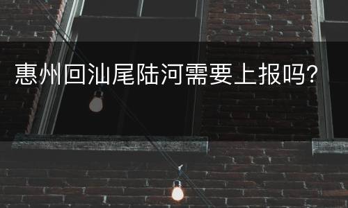 惠州回汕尾陆河需要上报吗？