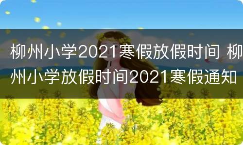 柳州小学2021寒假放假时间 柳州小学放假时间2021寒假通知