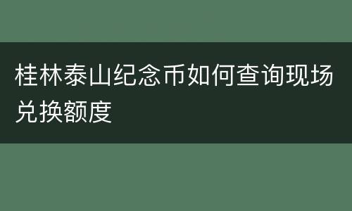 桂林泰山纪念币如何查询现场兑换额度