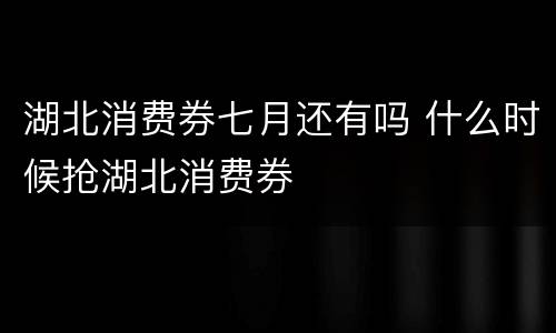 湖北消费券七月还有吗 什么时候抢湖北消费券