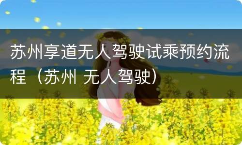 苏州享道无人驾驶试乘预约流程（苏州 无人驾驶）