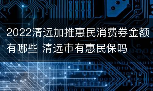 2022清远加推惠民消费券金额有哪些 清远市有惠民保吗