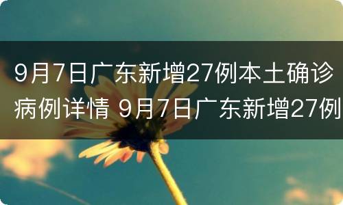 9月7日广东新增27例本土确诊病例详情 9月7日广东新增27例本土确诊病例详情