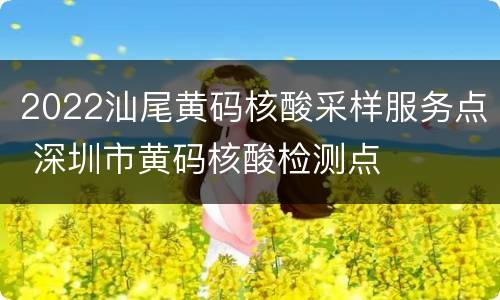 2022汕尾黄码核酸采样服务点 深圳市黄码核酸检测点