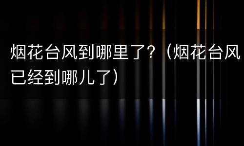 烟花台风到哪里了?（烟花台风已经到哪儿了）