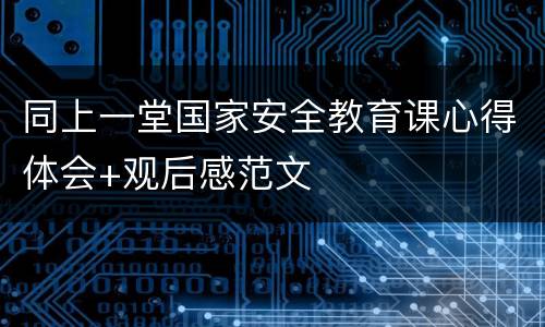 同上一堂国家安全教育课心得体会+观后感范文