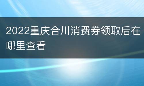 2022重庆合川消费券领取后在哪里查看