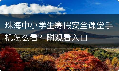 珠海中小学生寒假安全课堂手机怎么看？附观看入口