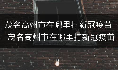 茂名高州市在哪里打新冠疫苗 茂名高州市在哪里打新冠疫苗第三针