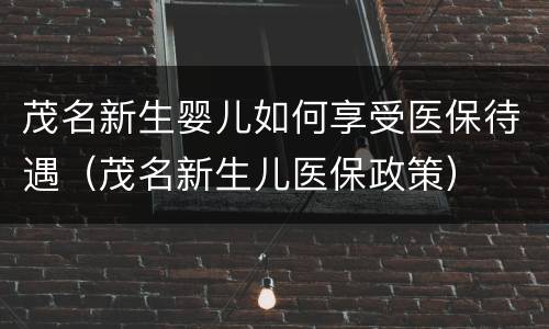 茂名新生婴儿如何享受医保待遇（茂名新生儿医保政策）