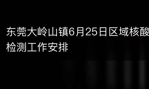 东莞大岭山镇6月25日区域核酸检测工作安排