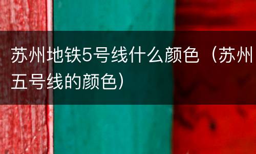 苏州地铁5号线什么颜色（苏州五号线的颜色）
