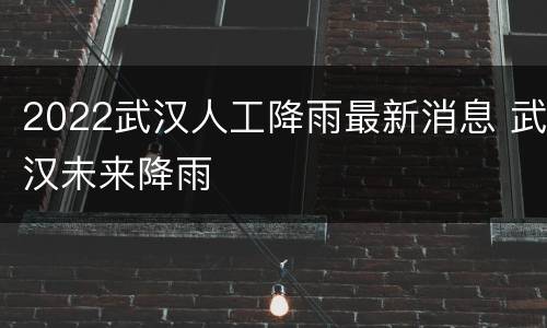 2022武汉人工降雨最新消息 武汉未来降雨