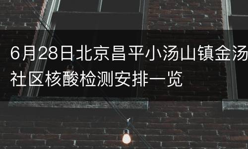 6月28日北京昌平小汤山镇金汤社区核酸检测安排一览