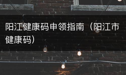 阳江健康码申领指南（阳江市健康码）