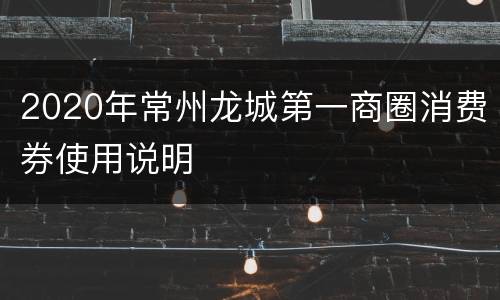 2020年常州龙城第一商圈消费券使用说明