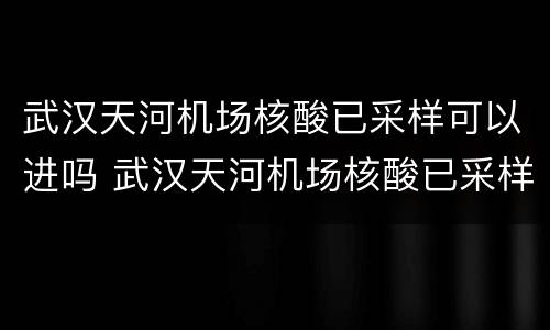 武汉天河机场核酸已采样可以进吗 武汉天河机场核酸已采样可以进吗今天